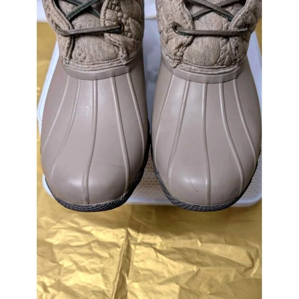 Sperry Saltwater Quilted Cable Knit Duck Boots Taupe Tan STS97184 Women's 7.5‎ M